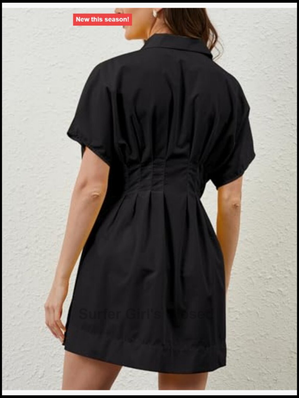Women Button Down Pleated Corset Mini Dress Short Sleeve Striped Print Cotton - Picture 3 of 7